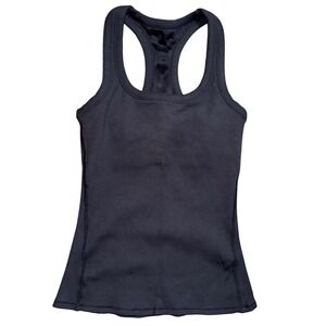 Alo Yoga Black Ribbed Racerback Tank Top Athletic Workout Athleisure